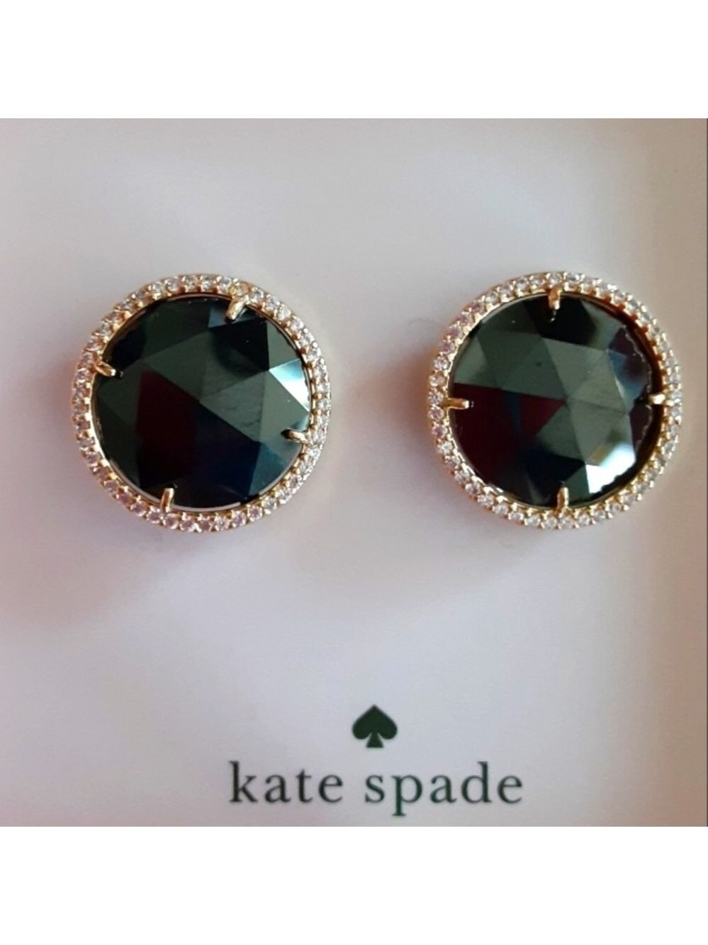Kate Spade She Has Spark Earrings Black/Gold New In Box - Picture 3 of 5